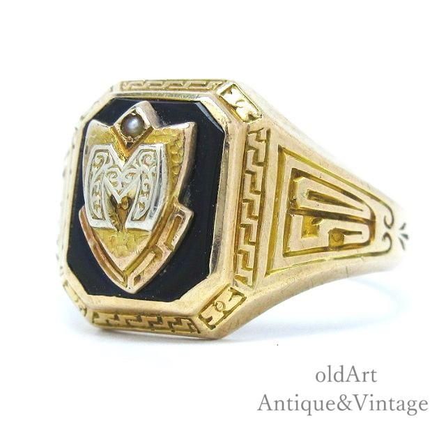 USA製1950年BRANAT社ヴィンテージイニシャルMオニキス盾シールド