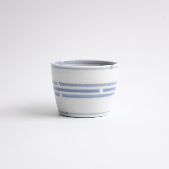 染付横縞文猪口【錫繕い】 - わより