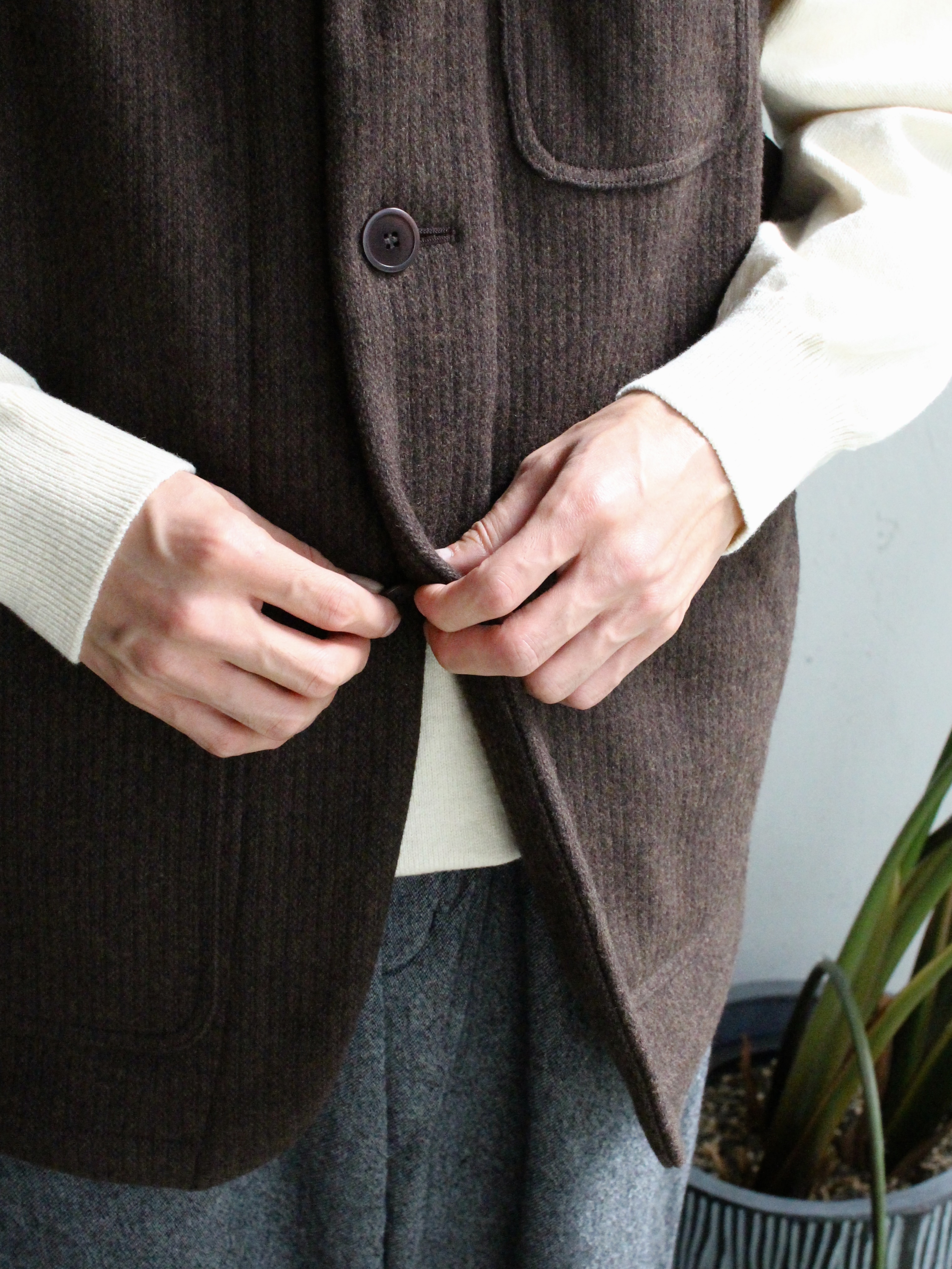 YOKO SAKAMOTO BEACH CLOTH VEST - BROWN - PURAS