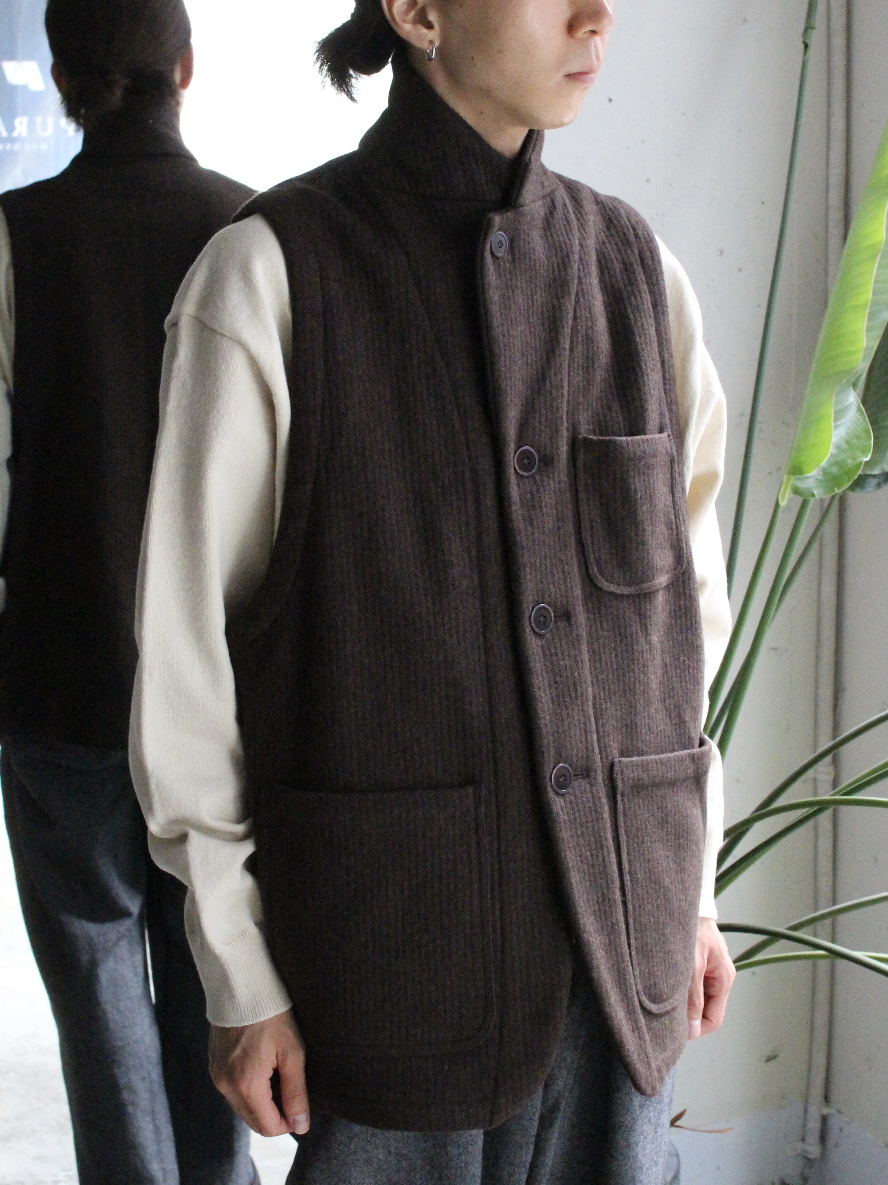 YOKO SAKAMOTO BEACH CLOTH VEST - BROWN - PURAS