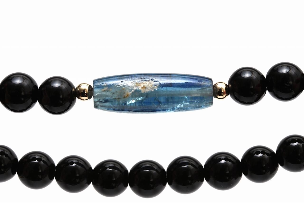 AAAランク】モリオン(黒水晶)＆カイヤナイトブレスレット【8mm玉
