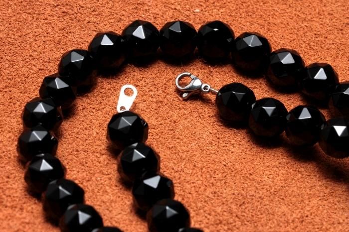 AAAランク】モリオン(黒水晶)ネックレス【カット10mm玉】MORNE-007｜魔