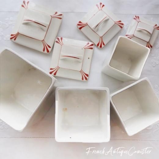 送料無料】フランス アンティーク キャニスター 陶器 ローズ 小花【4