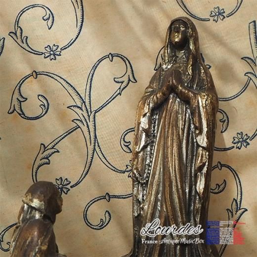 送料無料】フランス ルルドの泉 アンティーク オルゴール【聖母マリア