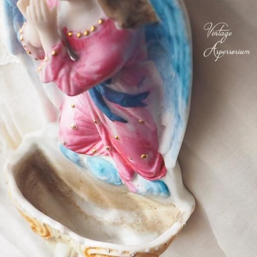 送料無料】フランス 蚤の市より アンティーク 聖水盤 （パステル 天使