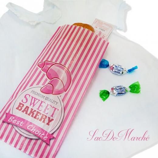 マルシェ袋 ドイツ 海外市場の紙袋（スイートベーカリー）5枚セット M