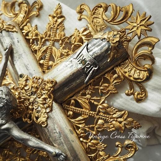 送料無料 フランス アンティーク INRI 十字架 キリスト オブジェー