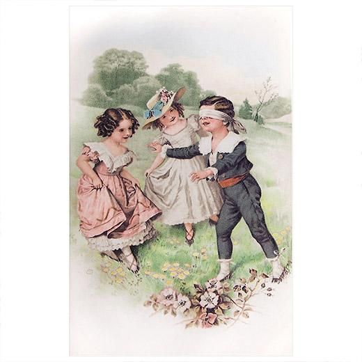 フランスポストカード ビクトリアン 中世 幼子目隠し鬼 コラン