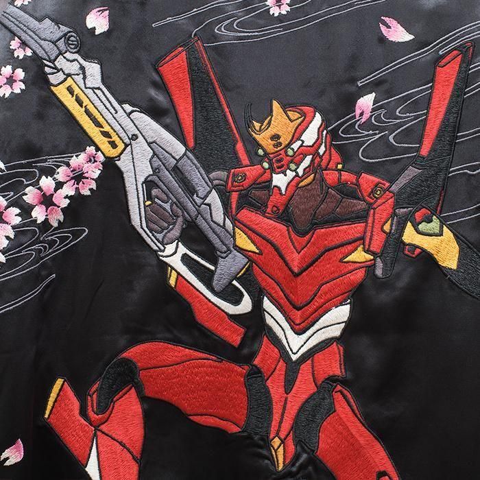 EVAx錦】桜 流水 2号機 / MA-1 リバーシブル 総刺繍スカジャン BLACKx