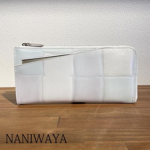 浪速屋商店 ： “キューブエナメル” L型長財布 【アイボリー】 - Bag