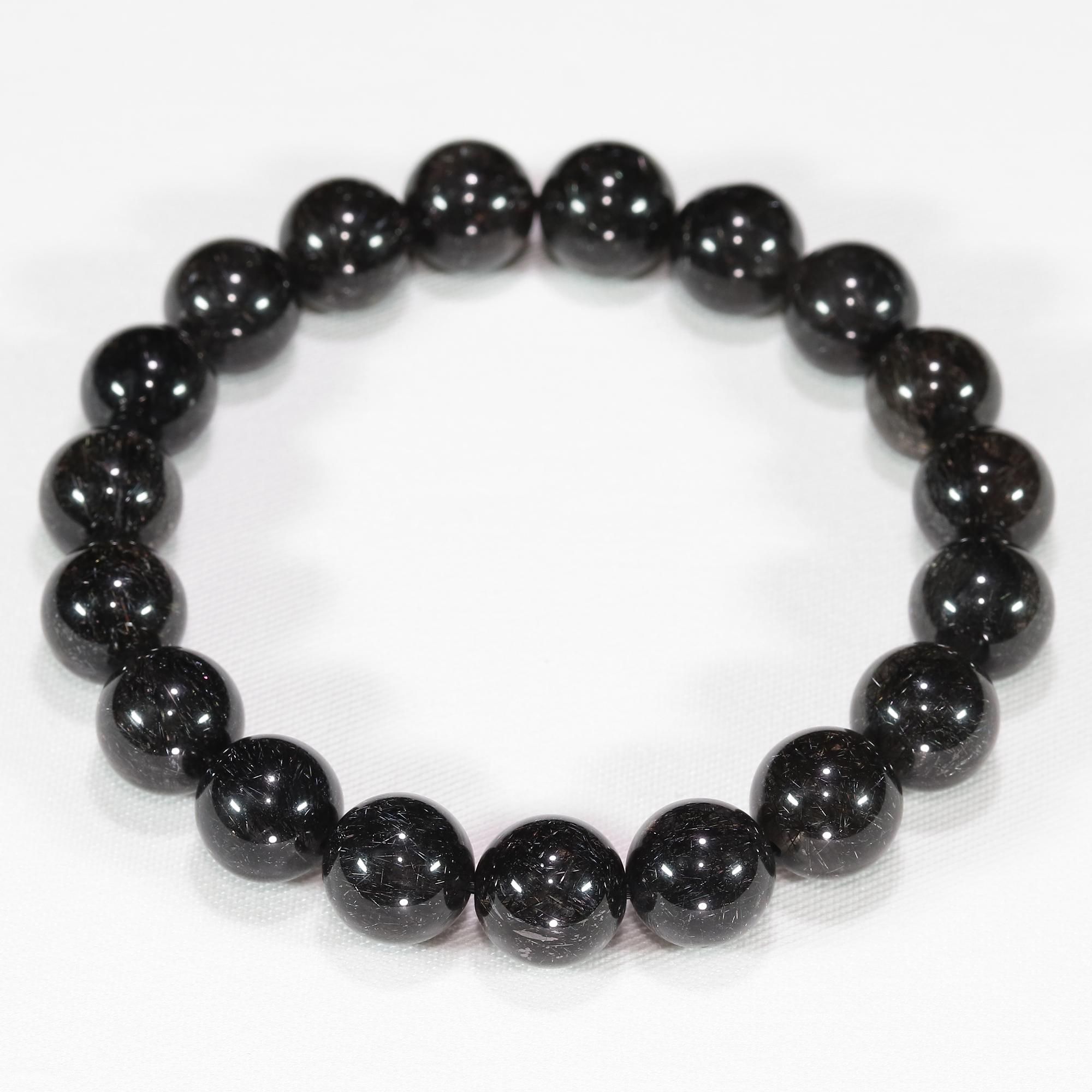 入手困難な黒さのびっしりタイプ】ブラックルチルクォーツ 10.5mm玉