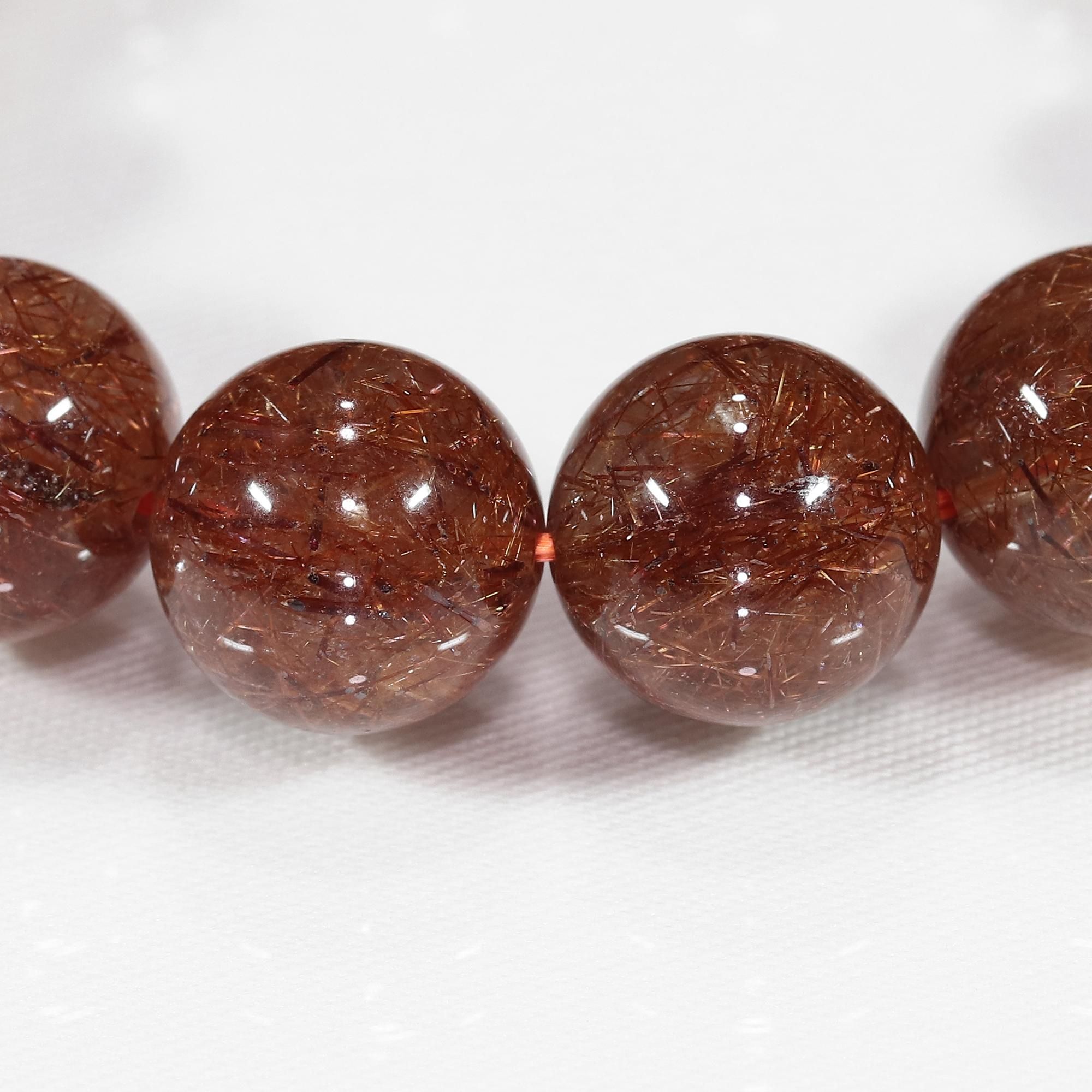 赤味を帯びた希少な色味】レッドブロンズルチルクォーツ 12mm～12.5mm