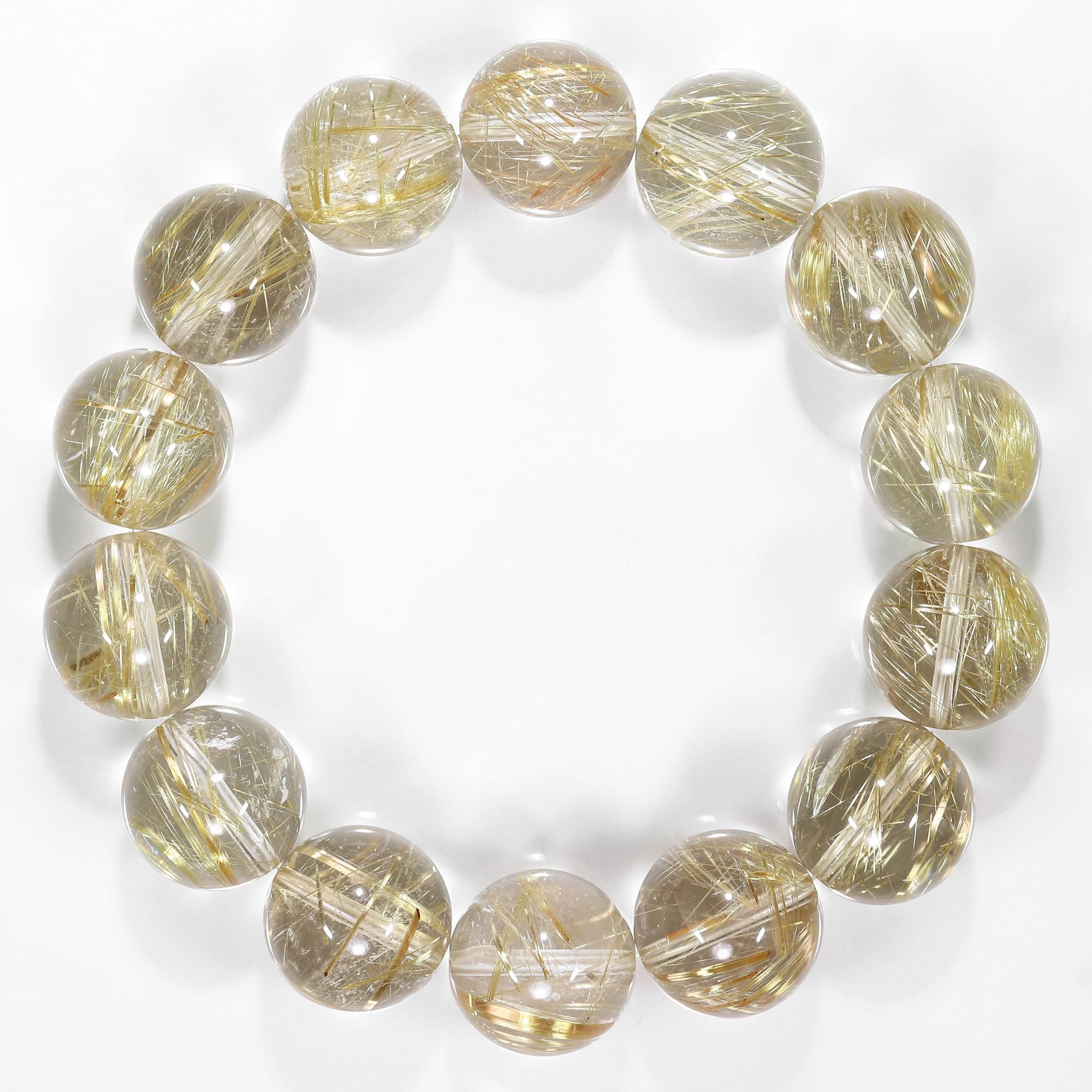 高品質/クリアタイプ】ゴールドルチルクォーツ 15mm～15.5mm玉