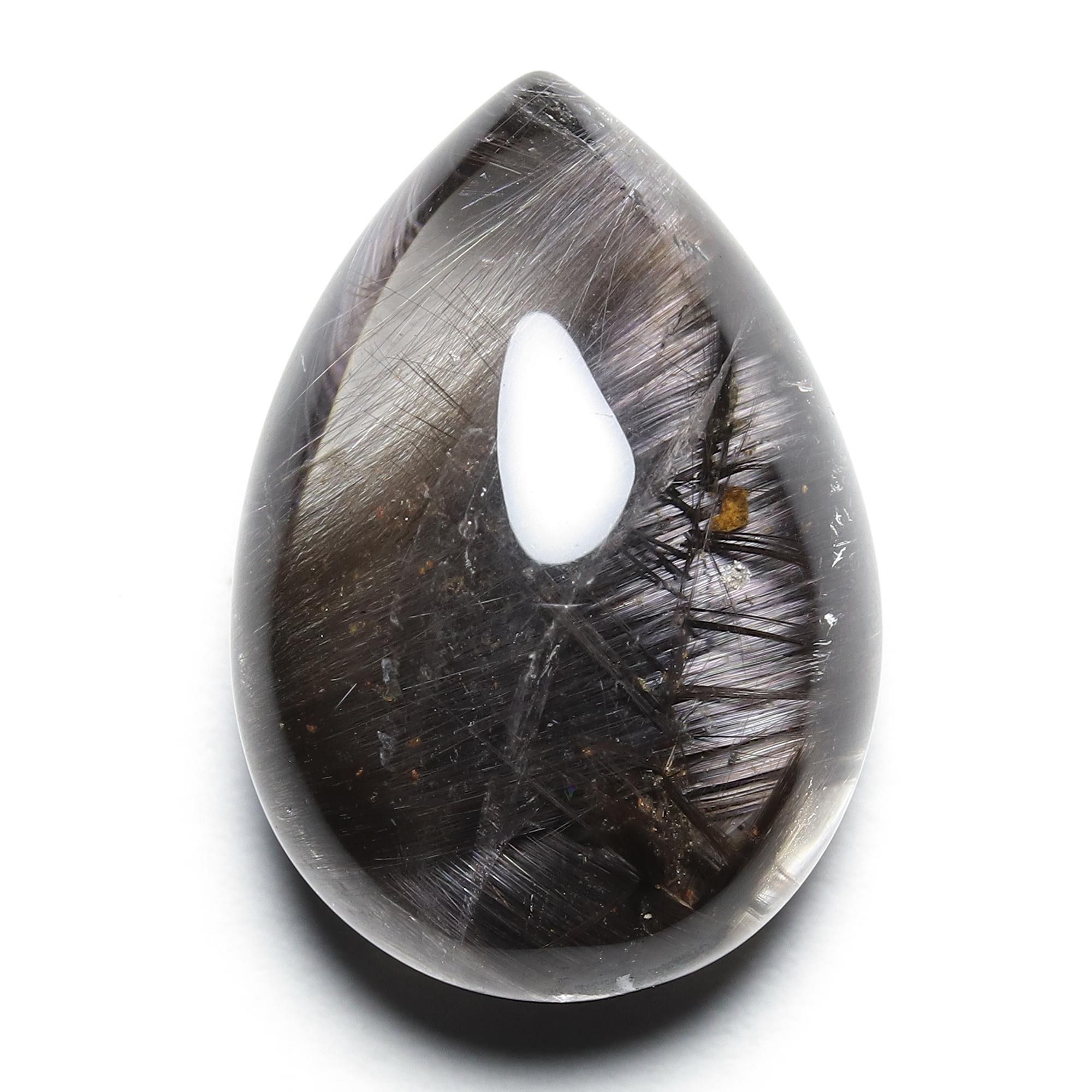 希少】ブラックプラチナルチルクォーツ ペアシェイプ・ダブル