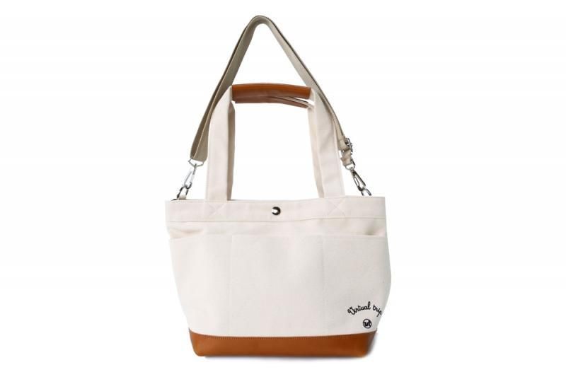 Picnicトートバッグ ホワイト6号帆布＆キャメル（ S ） - virtual trip