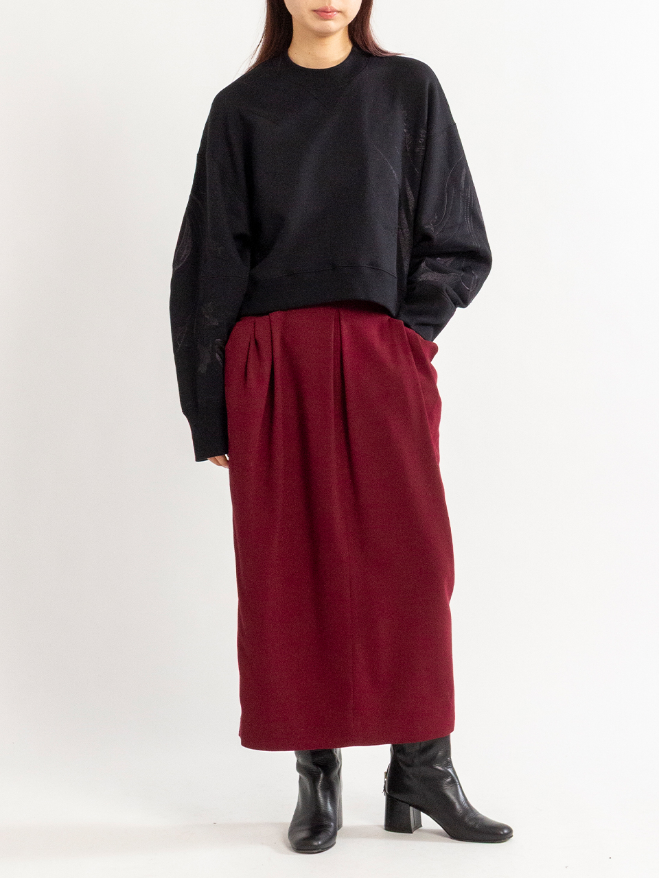 Floral Motif Embroidered Sweatshirts-フローラルモチーフエンブロイ