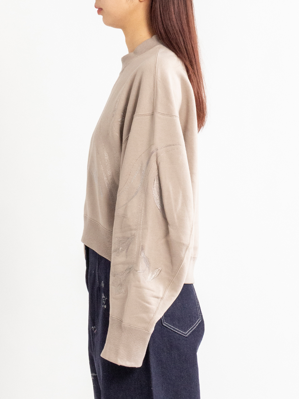 Floral Motif Embroidered Sweatshirts-フローラルモチーフエンブロイ