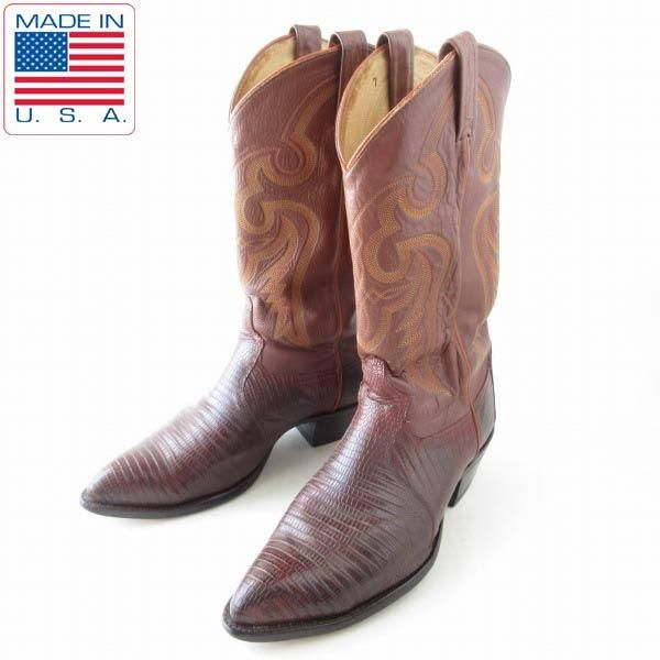 USA製 Tony Lama トニーラマ ウエスタンブーツ 26.5cm 茶系 リザード