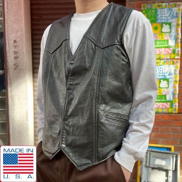 90s USA製 オーチャード BRANDED GARMENTS レザー ベスト | メンズXL