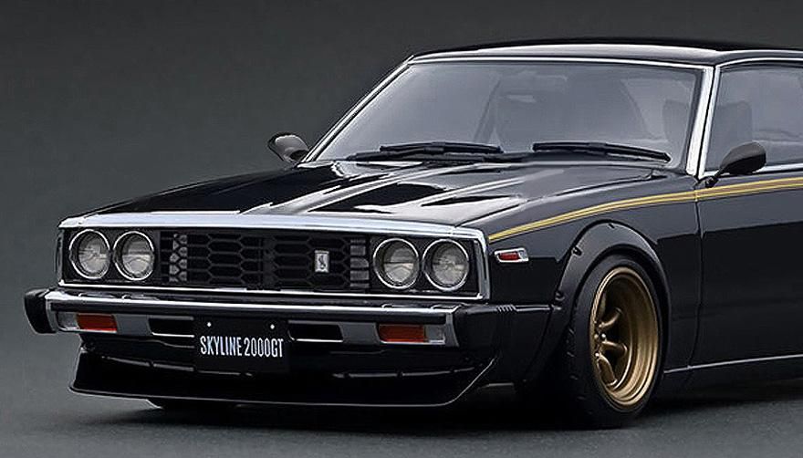 IG3466 1/18 Nissan Skyline 2000 GT-ES (C210) Black - ig-model