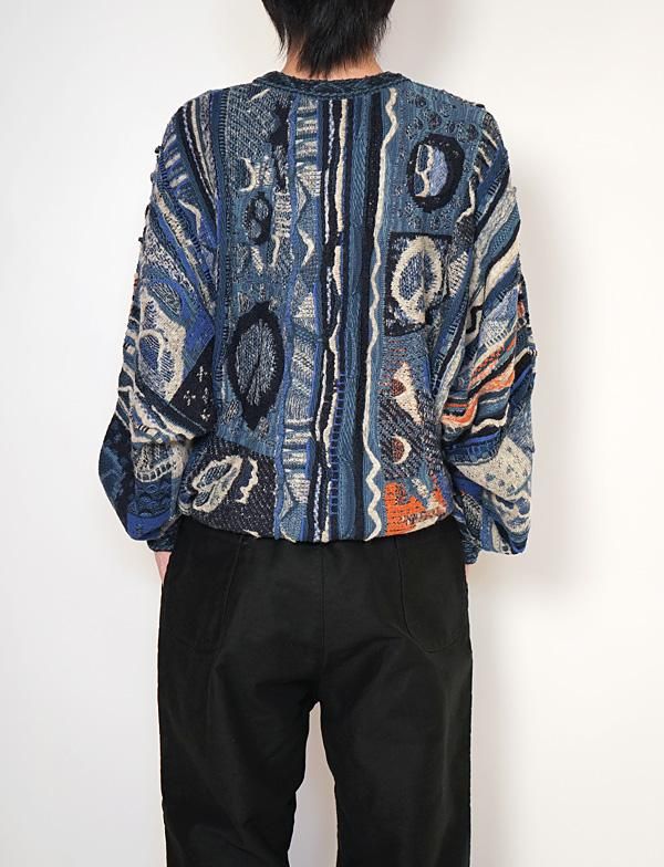 KAPITAL - 7G BORO GAUDYクルーセーター - BLUE NEON