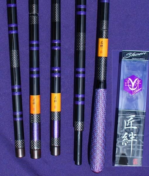 7尺から25尺！匠絆 Yパープルモデル 竿掛け3本 タモの柄2本物