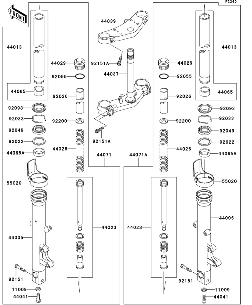 フロントフォーク ZEPHYR X 2008(ZR400G8F) - Kawasaki純正部品