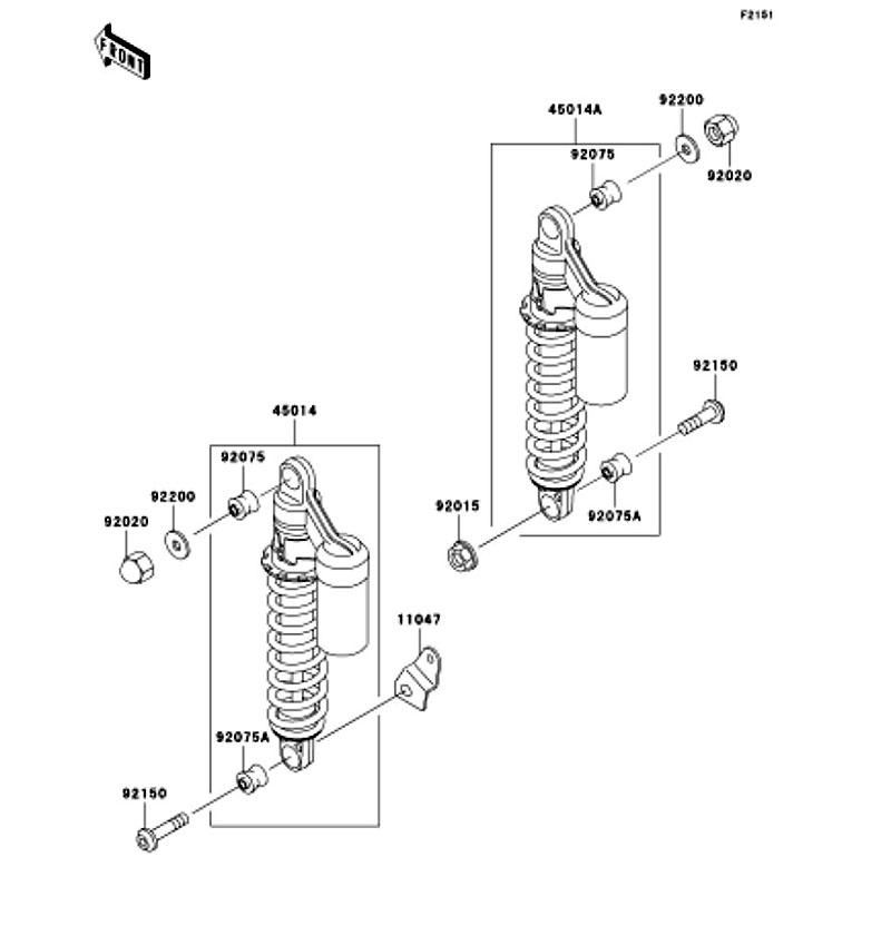 ZRX1100-Ⅱ 2000(ZR1100-D4) 純正サスペンション/ショックアブソーバ