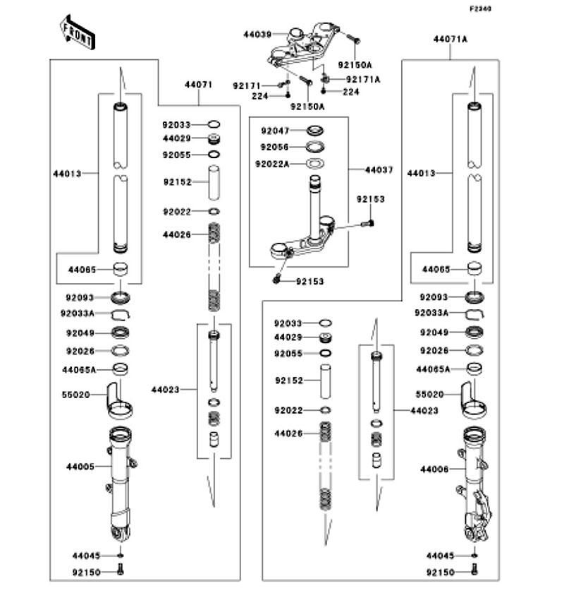 フロントフォーク Ninja 250 2013(EX250LDF) - Kawasaki純正部品