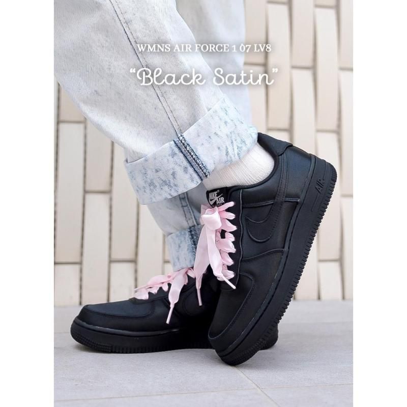 NIKE WMNS AIR FORCE 1 `07 LV8 BLACK SATIN ナイキ ウィメンズ エア