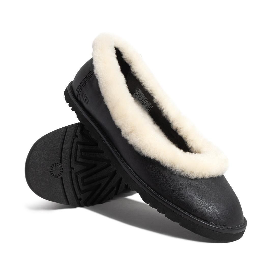 UGG ZORA LEATHER BALLET FLAT BLACK アグ ゾラ レザー バレエ