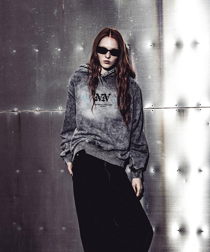 NIL DUE / NIL UN TOKYO / FADED BLEACH HOODIE (ASH) - セレクト