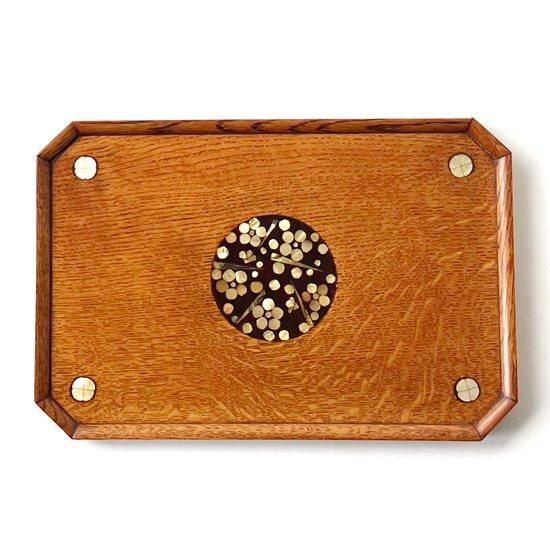 小島雄四郎 螺鈿 楢 小盆 民芸 角切盆 木箱入 黒田辰秋 小島雄四郎