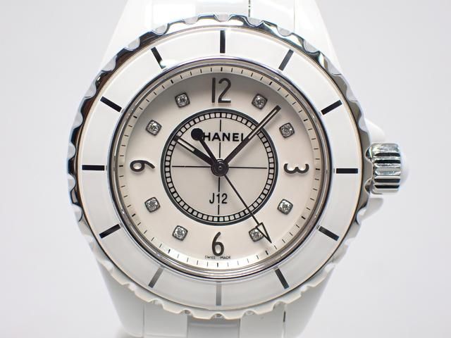 シャネル J12 ホワイトセラミック 8Pダイヤインデックス 33MM クォーツ