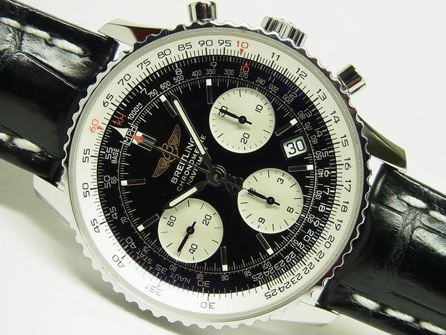 ブライトリング ナビタイマー ブラック 革ベルト 国内正規品 - 腕時計