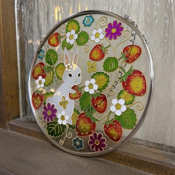 ガラス細工ステンドフレームいちごとうさぎ｜住宅建材のララサラサ