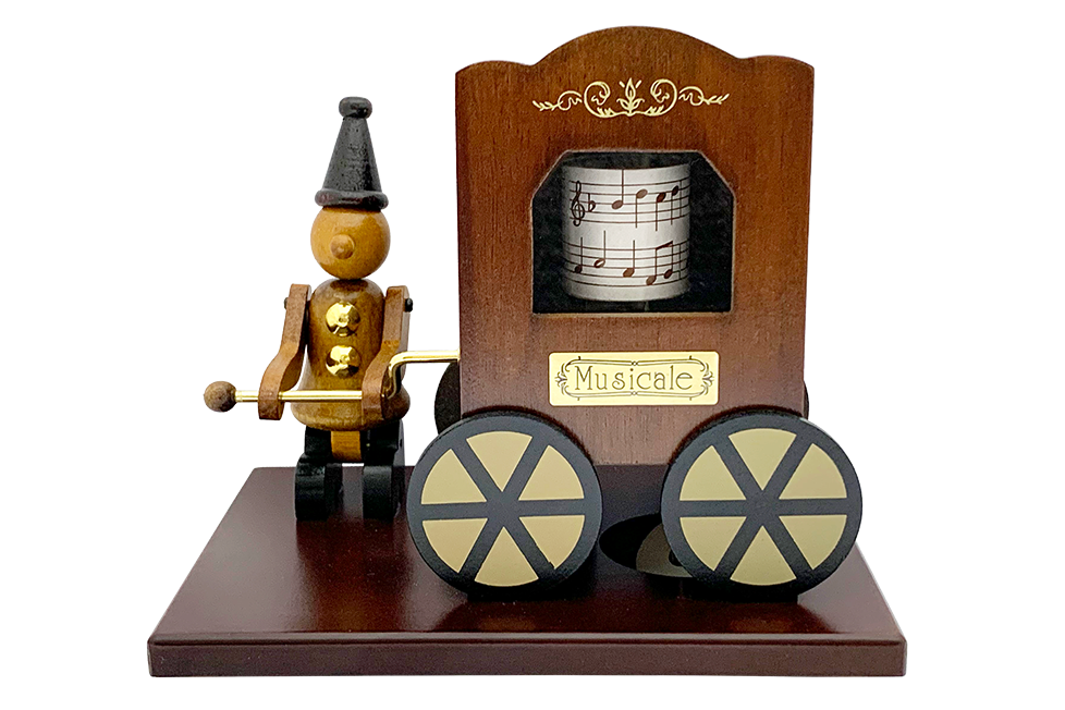 木製からくり人形オルゴール ストリートオルガン - 世界の音楽ギフト