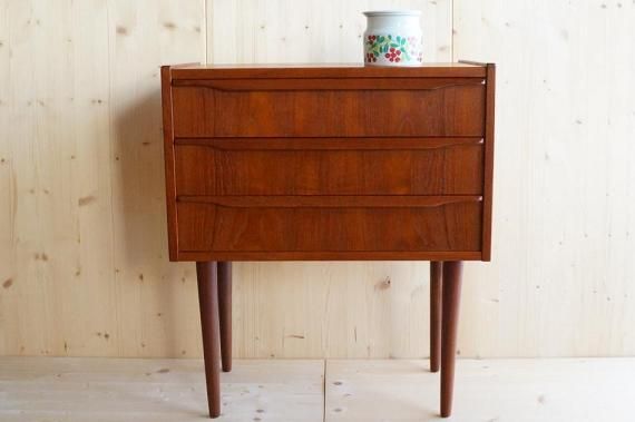 デンマーク製 アンティーク 木製デスク 3段引き出し付き デンマーク製