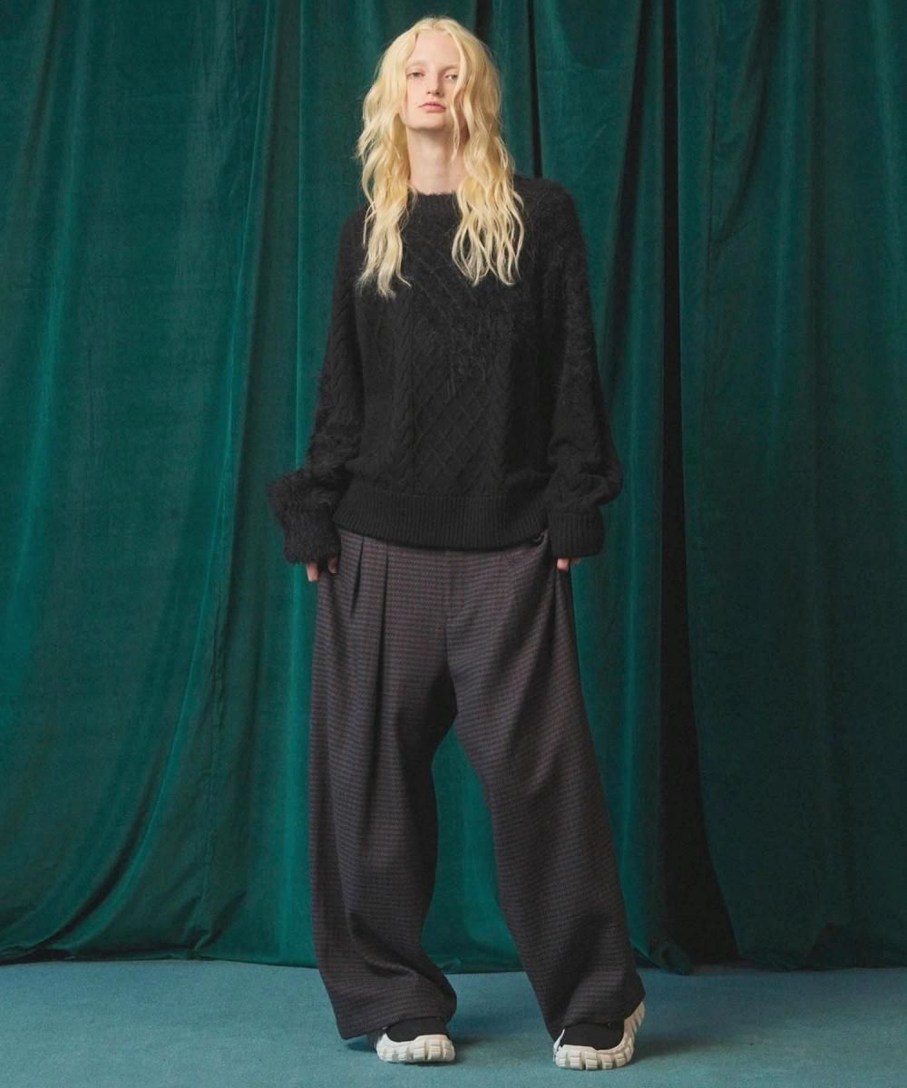 MAISON SPECIAL メゾンスペシャル Cable Shaggy Mix Prime-Over Crew