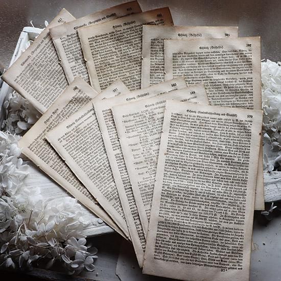 古書のページ10枚セット（19世紀ドイツ）- 海福雑貨通販部