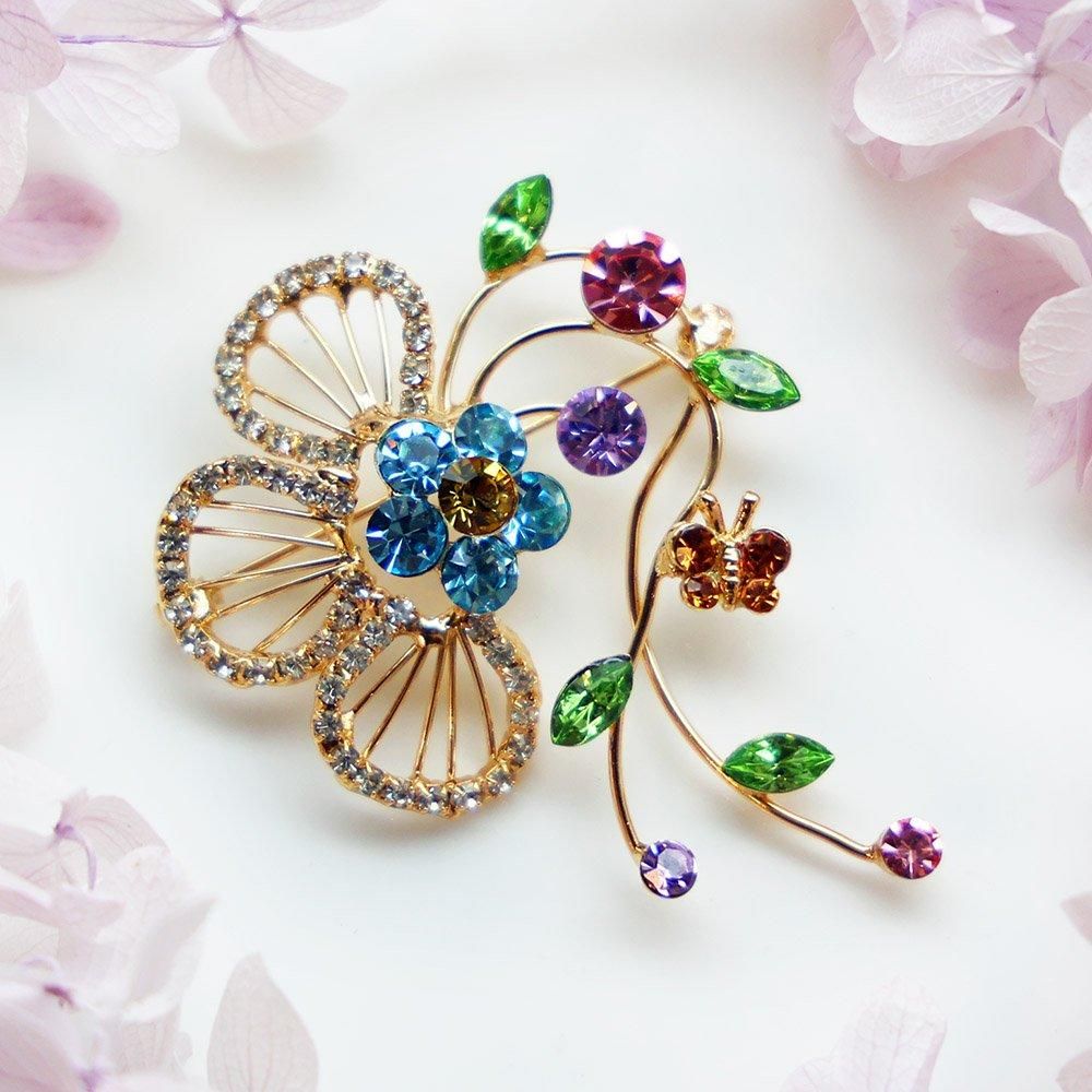 カラフルストーンのお花ブローチ - 海福雑貨通販部