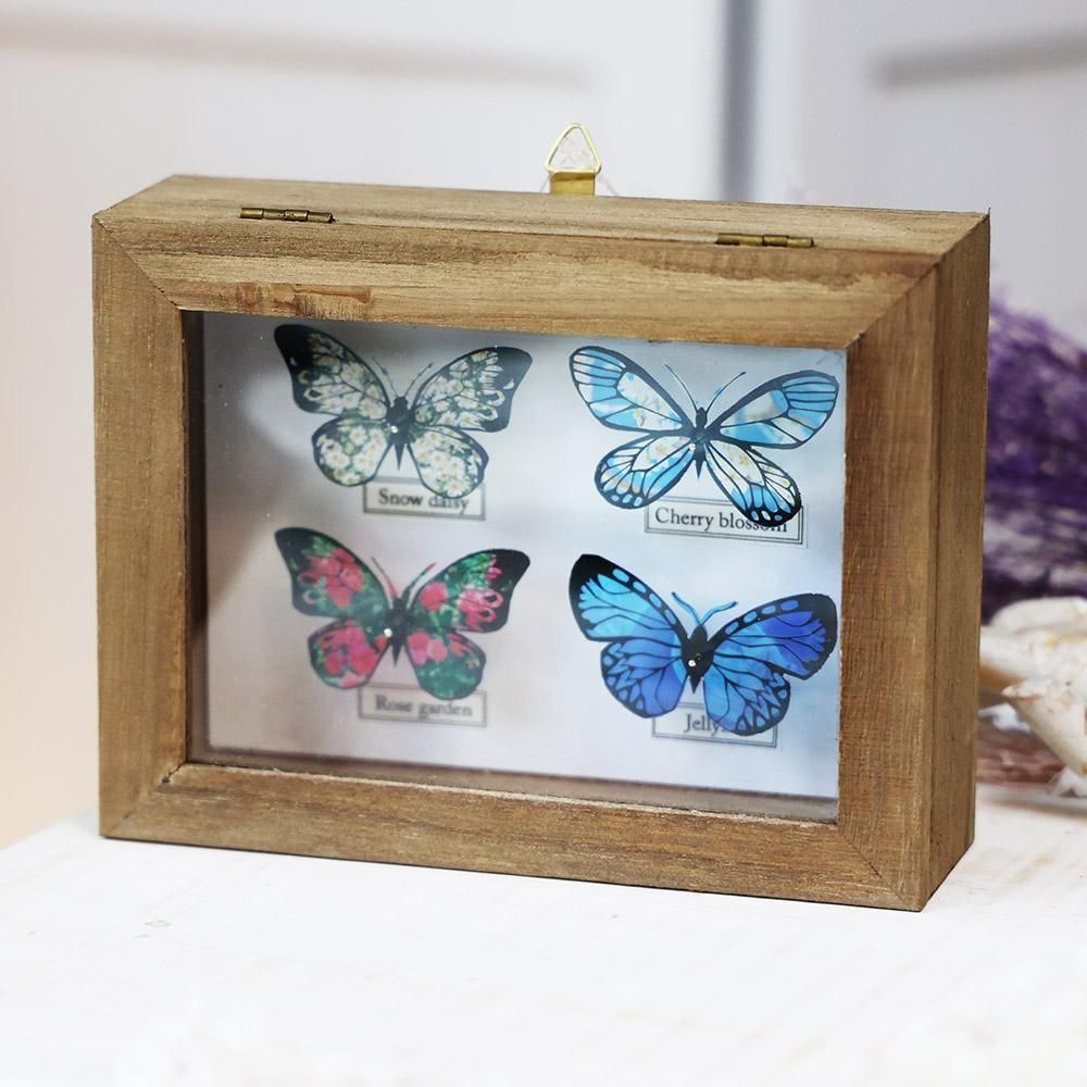 蝶標本箱オブジェ（4匹入り） - 海福雑貨通販部