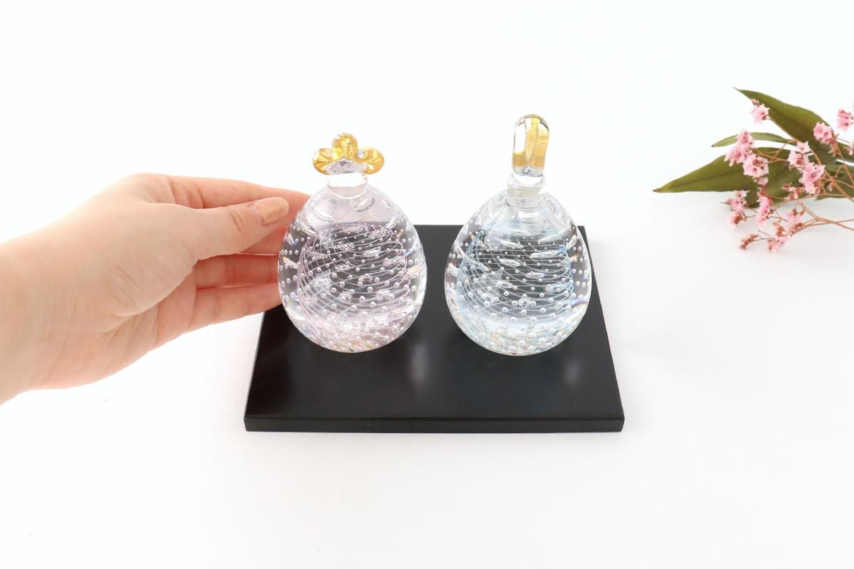 お雛様｜らせん泡｜ガラス｜ガラス工房マル｜和食器通販｜うちる｜和