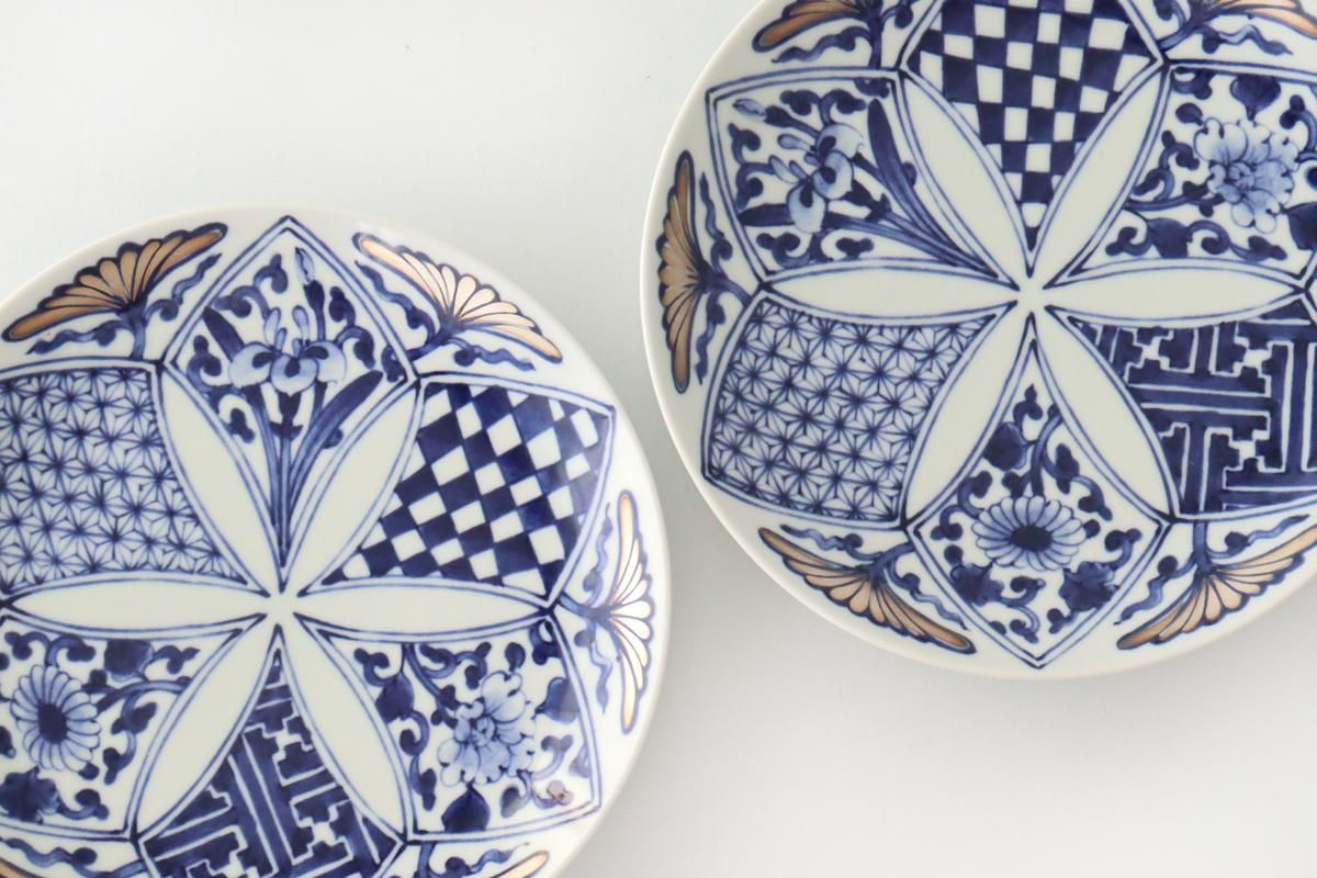 プレート｜18.5cm｜古染銀花｜磁器｜林九郎窯｜波佐見焼｜和食器通販