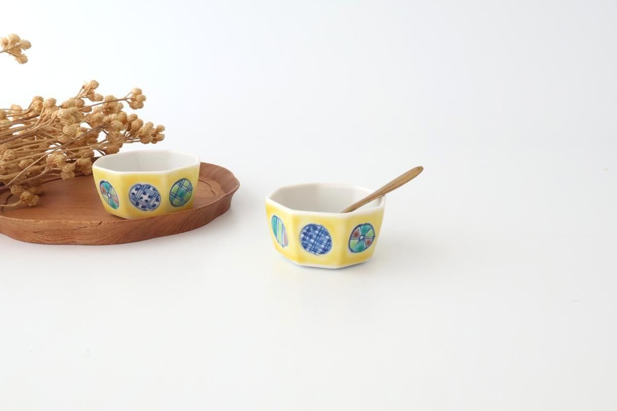 八角珍味鉢｜黄釉小紋｜磁器｜眉石窯｜九谷焼｜和食器通販｜うちる｜和