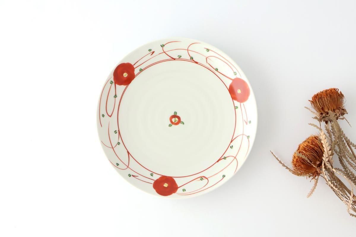 7寸皿｜赤絵小花｜磁器｜波佐見焼｜和食器通販｜うちる｜和食器の皿