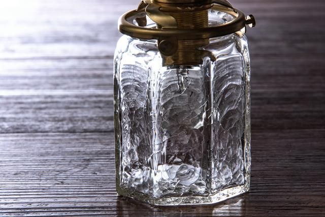 安土草多 吹きガラス ペンダントライト 八角筒瓶 クラック az-l06c-01