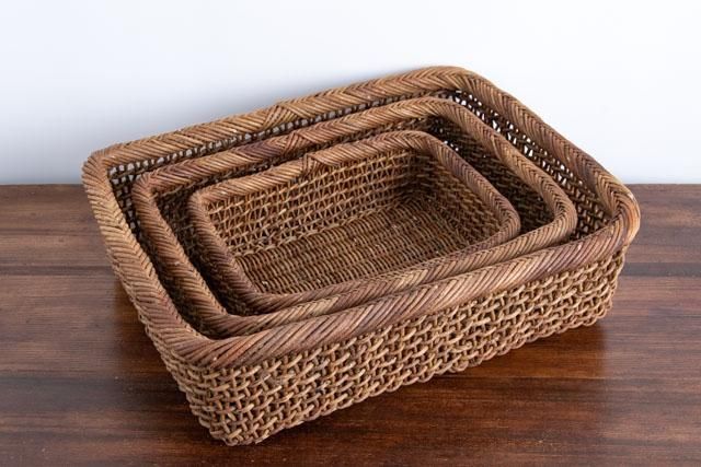 あけび 角スカシ籠 大｜北欧､アンティーク調にも 作家物｜FRANK暮らし