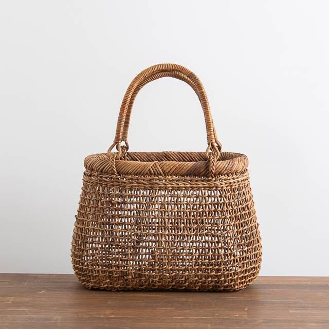 あけび かごバッグ 赤棒 小判スカシ編み下ぶくれ 小｜FRANK暮らしの道具