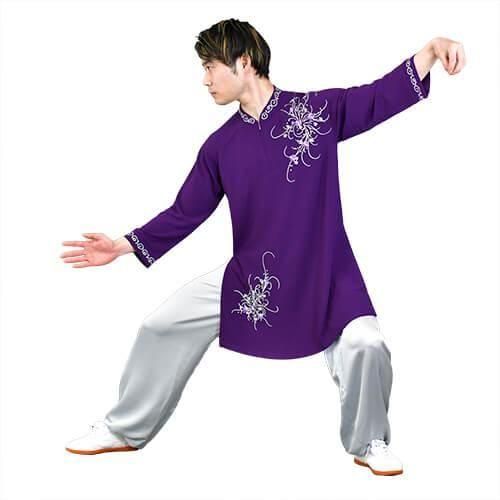らんまん・刺繍ラインストーン 太極拳チャイナ【八分袖／全2色】｜太極縁